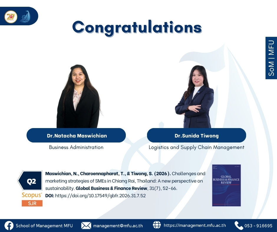 Dr. Natacha Maswichian and Dr Sunida Tiwong on International Research Publication in Scopus Q2 Journal