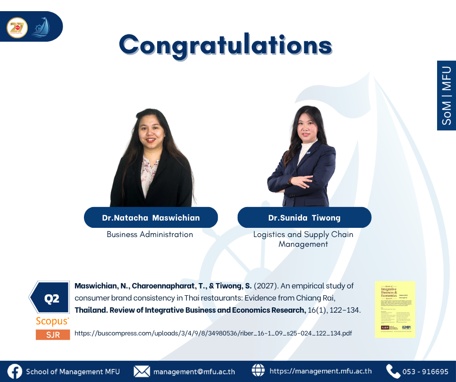 Congratulations to School of Management Lecturers on Scopus (Q2) Publication